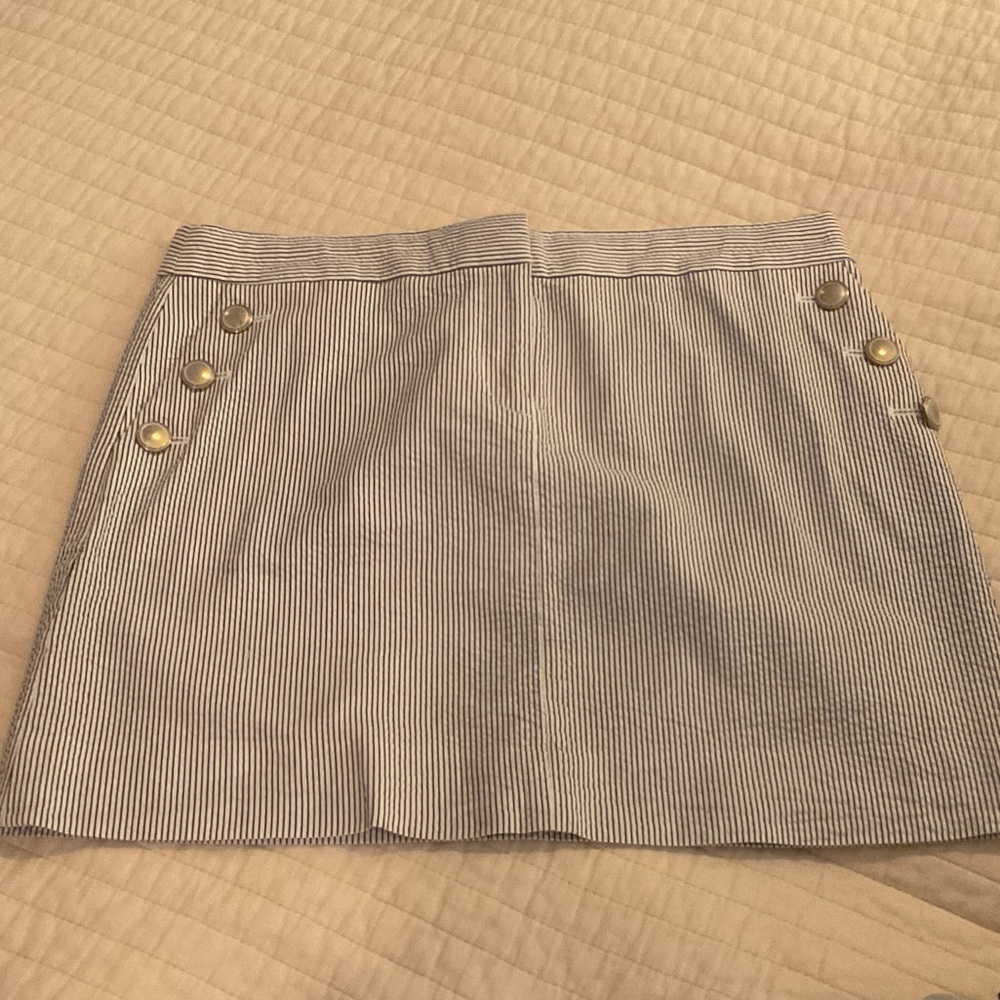 J. Crew Navy and White Striped Mini Skirt